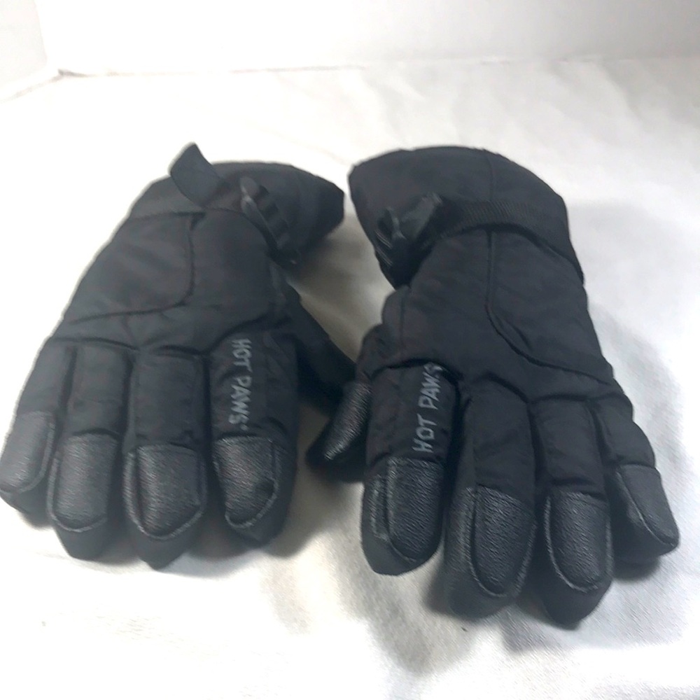Hot Paws Adult Unisex Black Winter Gloves with Adjustable Wrist and Coated Grips